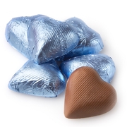  Pastel Blue Foiled Milk Chocolate Hearts shaped 