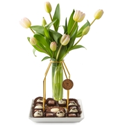 Shavuos Dairy Fresh Flowers Vase Truffle Gift Basket