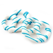 White Chocolate Covered Pretzels with Blue Drizzle