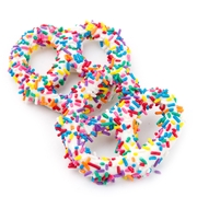 White Chocolate Covered Pretzels with Rainbow Sprinkles - 10CT Box
