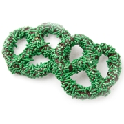 Chocolate Covered Pretzels with Green Sprinkles - 10CT Box