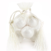 Cream Mesh Favor Bags With Tassels - 12CT