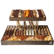 2-Tier Nuts & Chocolate Wood Tray Gift Basket
