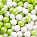 White & Lime Green Shimmer Pearl Mini Gumballs