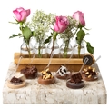 Parve Chocolate Wood Planter Fresh Flowers Gift Tray