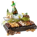 Purim Deluxe Ceramic Trio Chocolate and Nuts Wooden Gift Basket Mishloach Manos