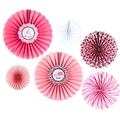 Pink Safari Baby Shower Paper Fan Decorations 6CT