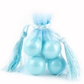 Baby Blue Mesh Favor Bags With Tassels - 12CT