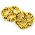 Belgian Chocolate Covered Pretzels with Yellow Sprinkles