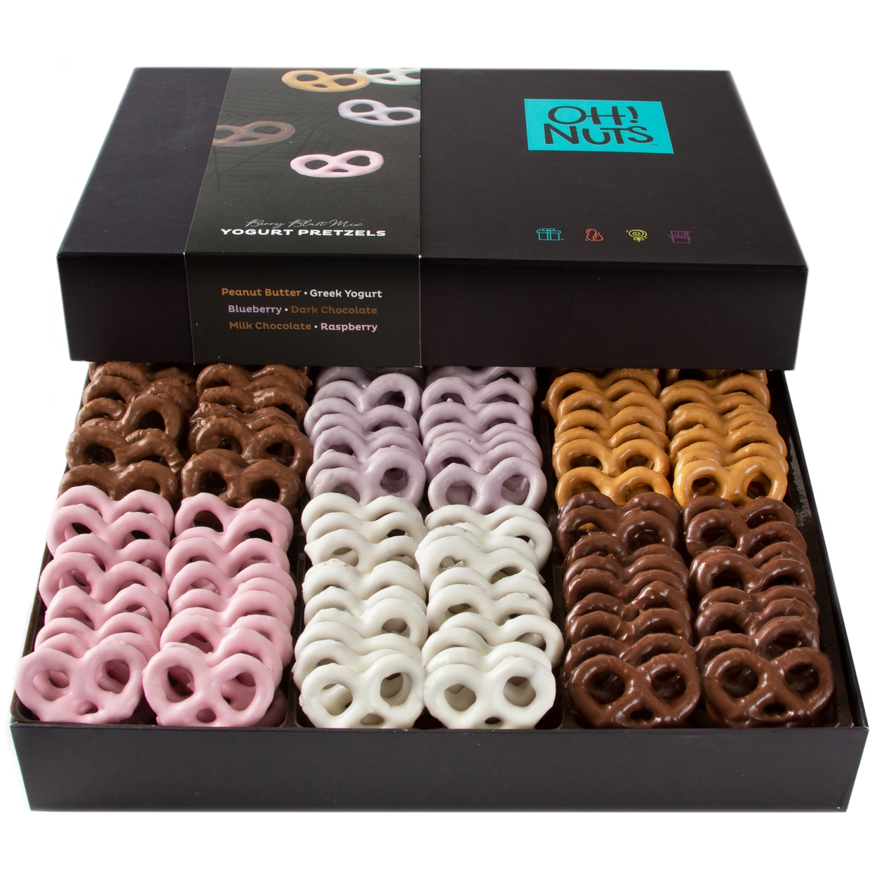 A GIFT FOR YOU Chocolate Covered Pretzels Gift Basket 4 Flavors