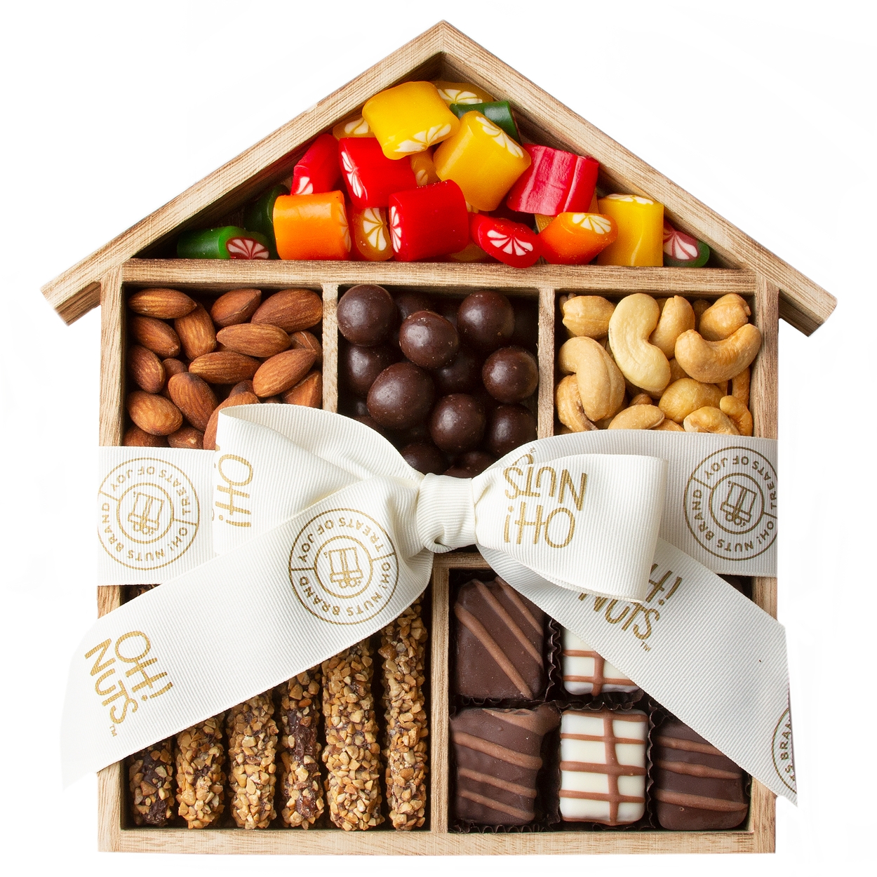 Wooden House Candy, Nuts & Chocolate Gift Basket • Candy Gifts • Gift  Baskets by Type • Oh! Nuts®