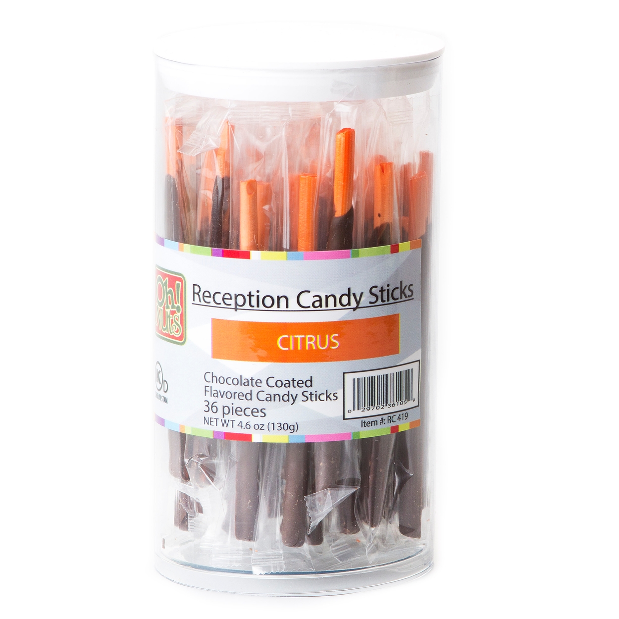 Orange Reception Candy Sticks - Chocolate Citrus • Reception Candy Sticks •  Wrapped Candy • Bulk Candy • Oh! Nuts®