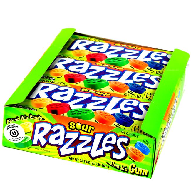 Razzles Sour Candy Gum 24CT Case * Oh Nuts ®.